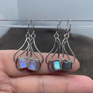 Sterling Silver moonstone earrings or labradorite earrings